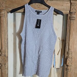 Silver Ribbed Tank Top In Size Large